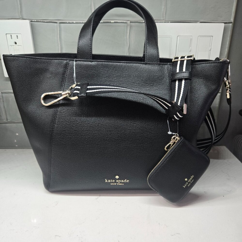 NEW Kate Spade Rosie Satchel Pebbled Leather Black Bag w/ Coin Purse